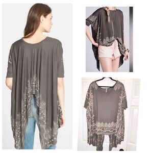 New Free People Pick Me Up' Drapey High Low Tee Top Shirt Blouse Grey Size Small
